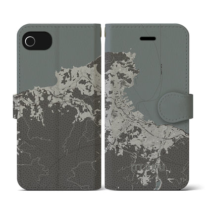 【小樽（北海道）】地図柄iPhoneケース（手帳タイプ）モノトーン・iPhone SE（第3 / 第2世代） / 8 / 7 / 6s / 6 用