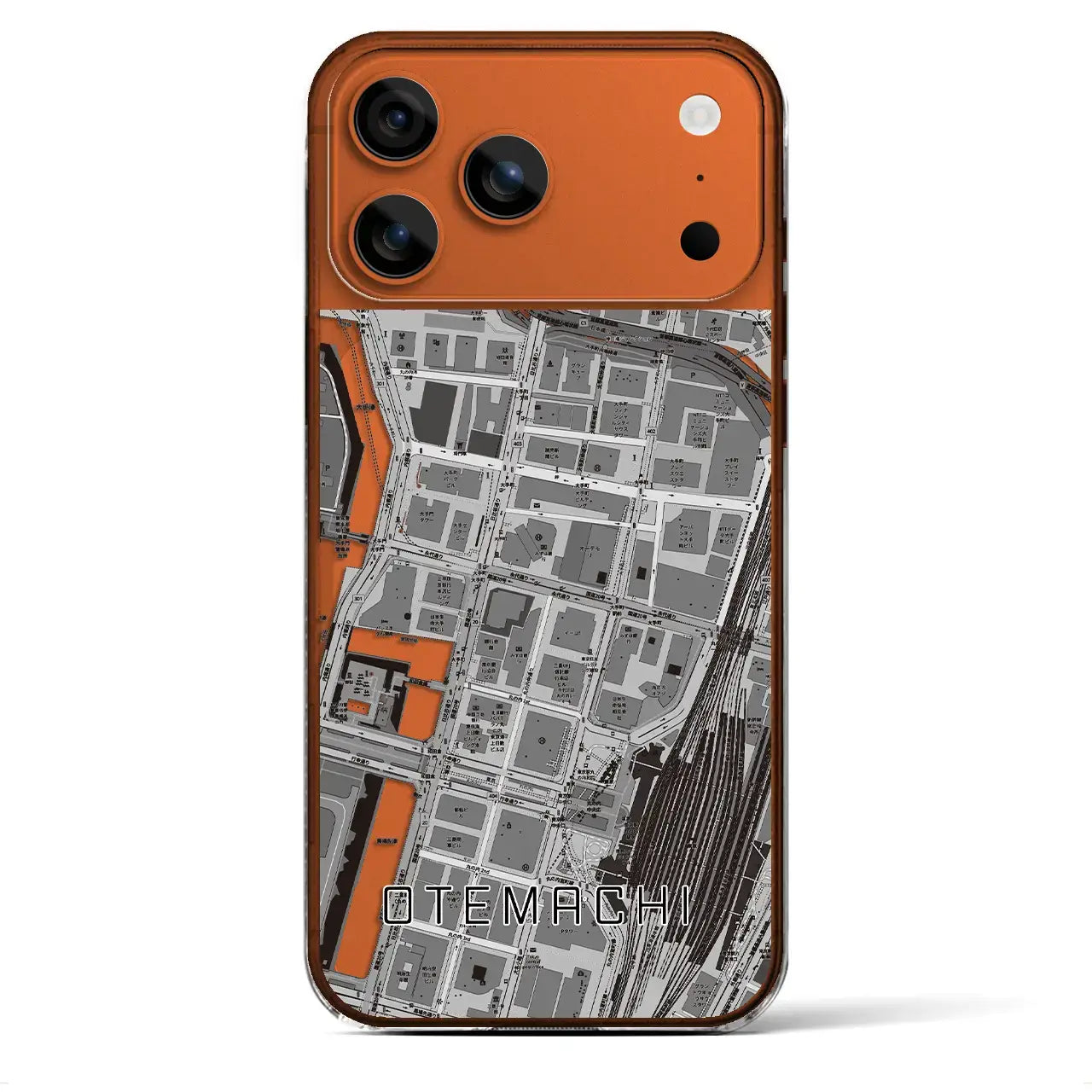 【大手町（東京都）】地図柄iPhoneケース（クリアタイプ）モノトーン・iPhone 17 Pro Max 用