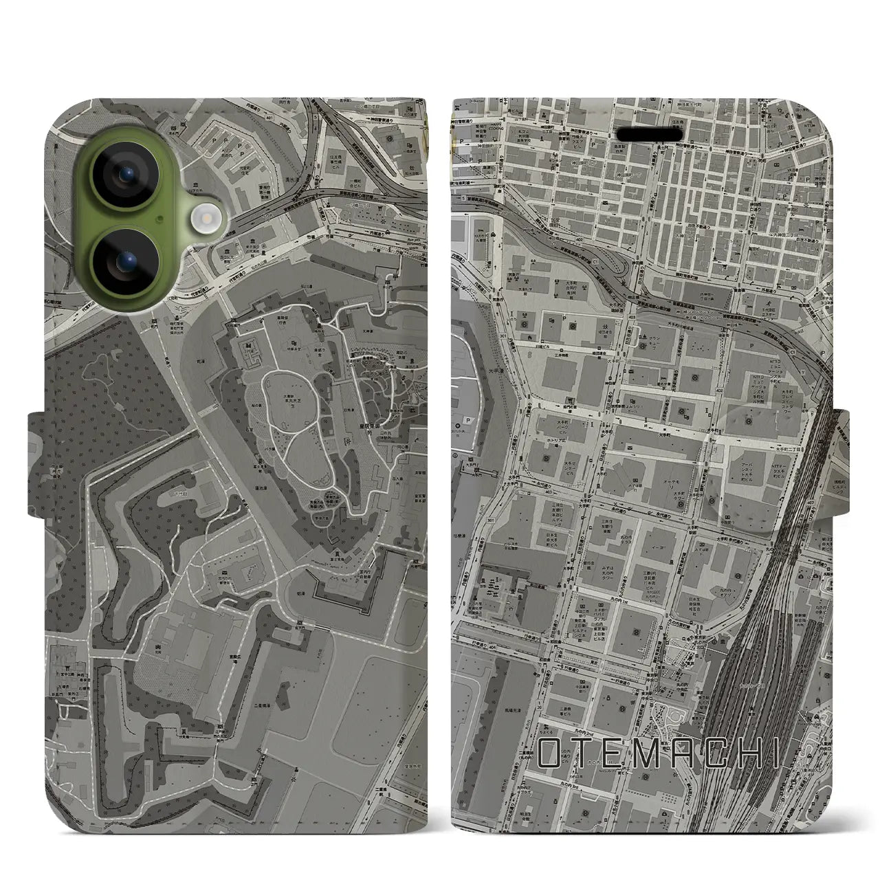 【大手町（東京都）】地図柄iPhoneケース（手帳タイプ）