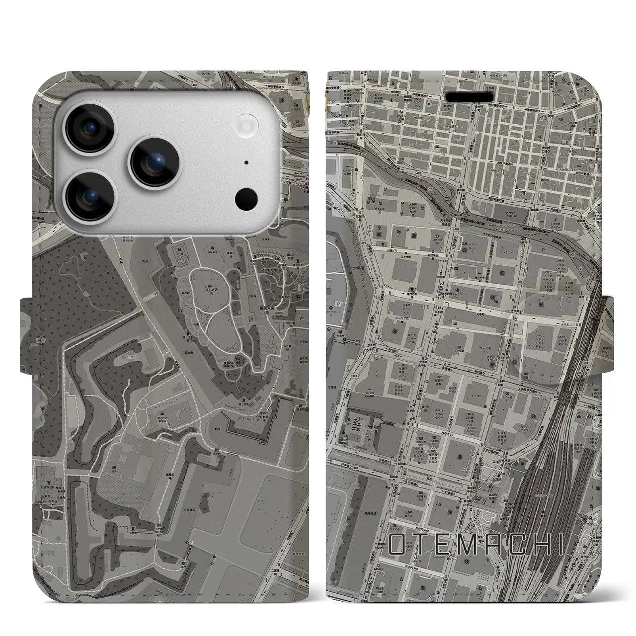 【大手町（東京都）】地図柄iPhoneケース（手帳タイプ）