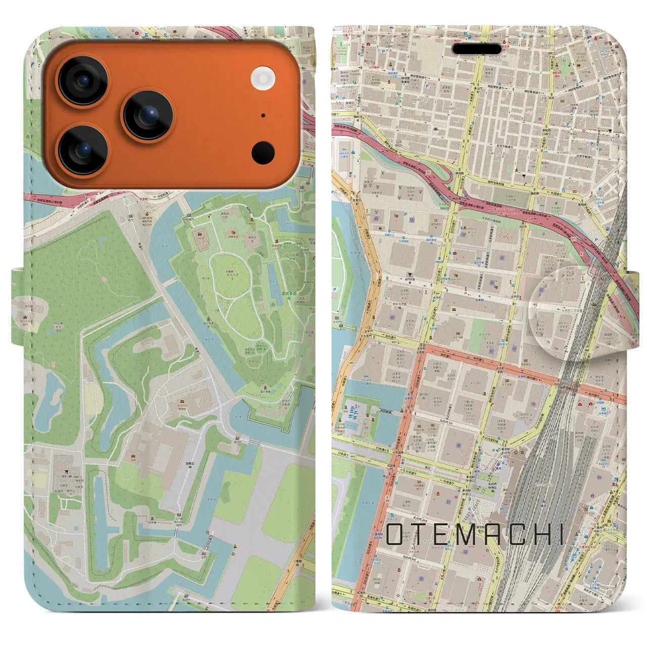 【大手町（東京都）】地図柄iPhoneケース（手帳タイプ）