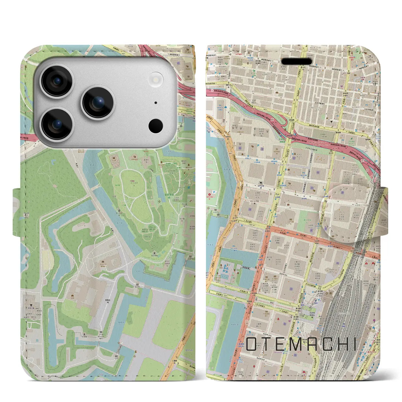【大手町（東京都）】地図柄iPhoneケース（手帳タイプ）