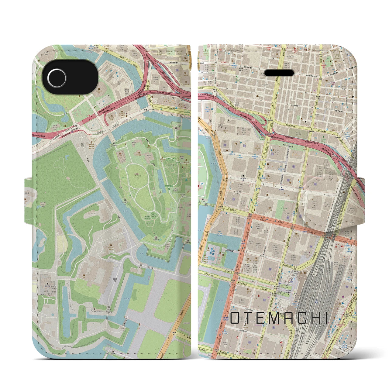 【大手町（東京都）】地図柄iPhoneケース（手帳タイプ）