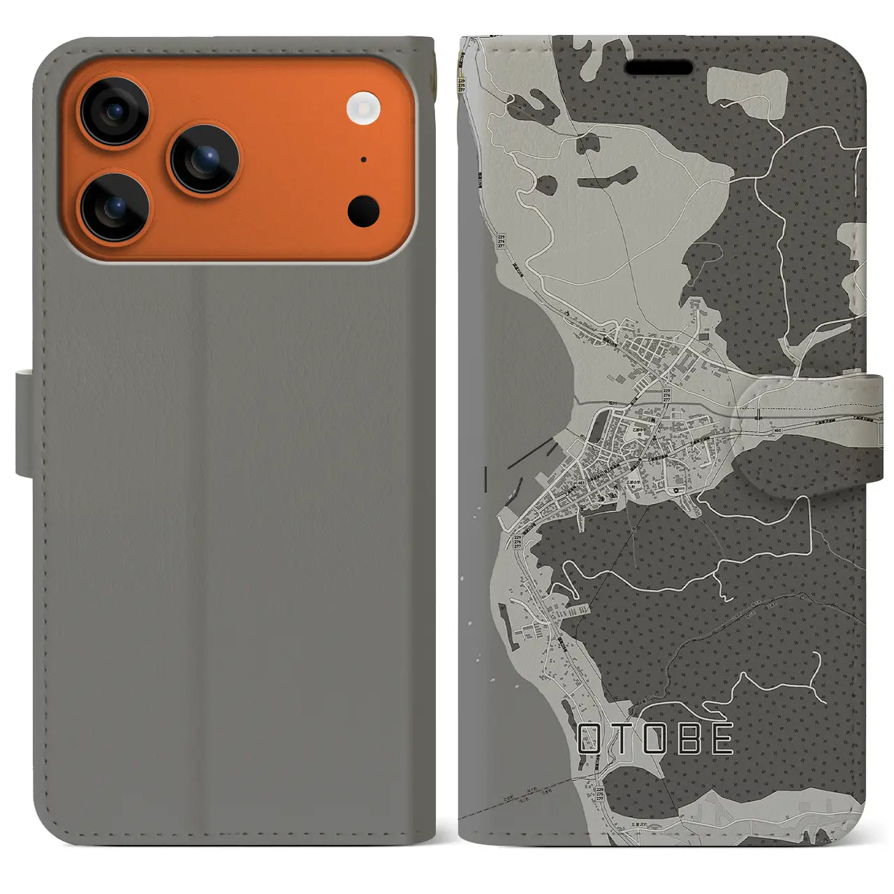 【乙部（北海道）】地図柄iPhoneケース（手帳タイプ）