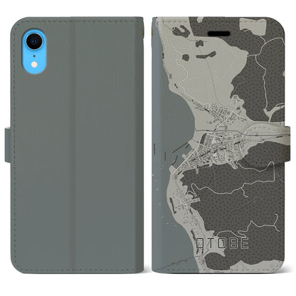 【乙部（北海道）】地図柄iPhoneケース（手帳タイプ）モノトーン・iPhone XR 用