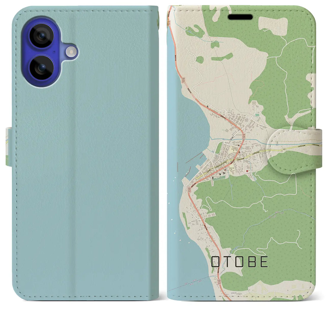 【乙部(北海道)】地図柄iPhoneケース(手帳タイプ)ナチュラル・iPhone 16 Pro Max 用