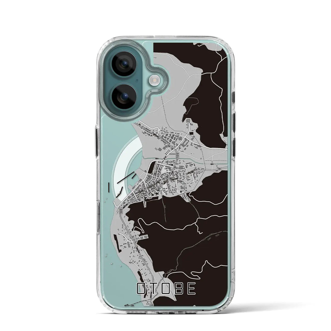 【乙部（北海道）】地図柄iPhoneケース（MagSafeタイプ）モノトーン・iPhone 16 Pro 用