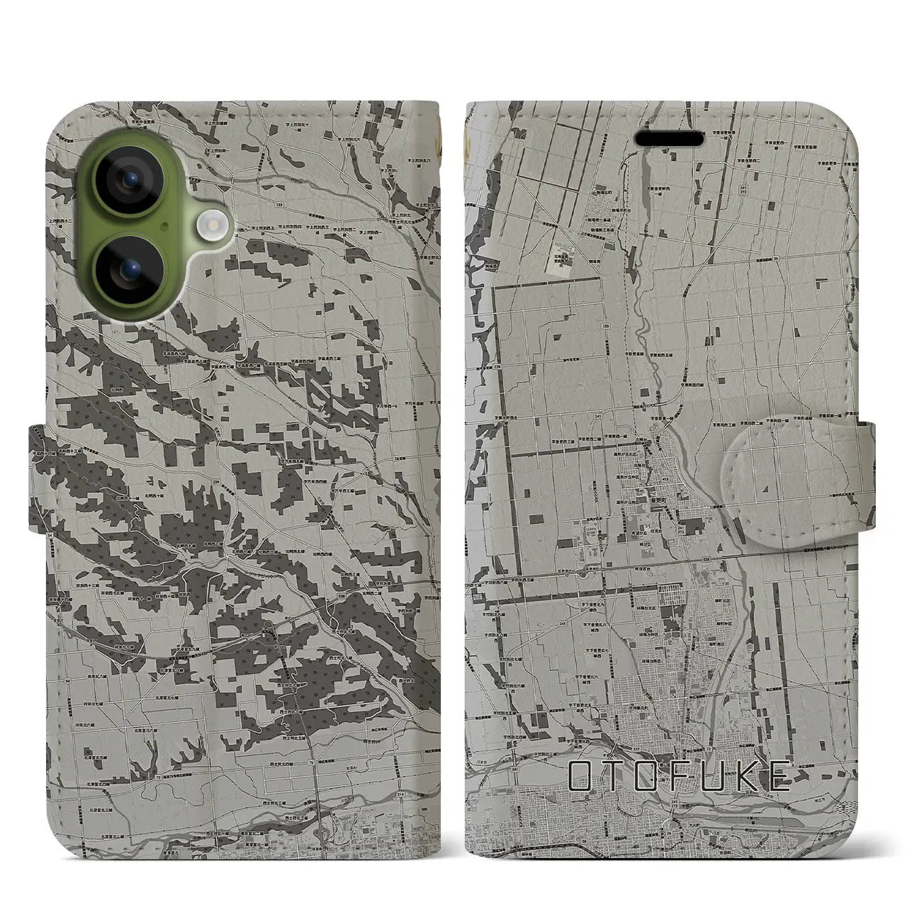 【音更（北海道）】地図柄iPhoneケース（手帳タイプ）