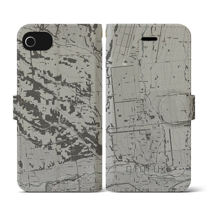 【音更（北海道）】地図柄iPhoneケース（手帳タイプ）モノトーン・iPhone SE（第3 / 第2世代） / 8 / 7 / 6s / 6 用