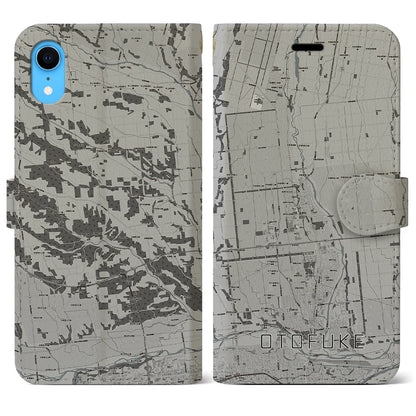 【音更（北海道）】地図柄iPhoneケース（手帳タイプ）モノトーン・iPhone XR 用