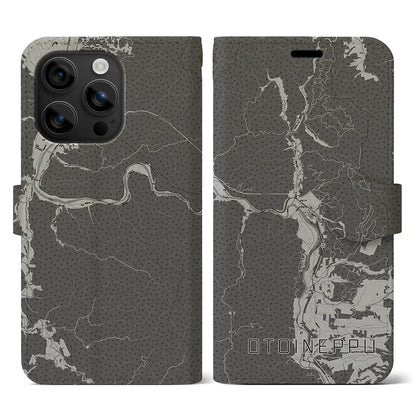 【音威子府（北海道）】地図柄iPhoneケース（手帳タイプ）モノトーン・iPhone 16 用