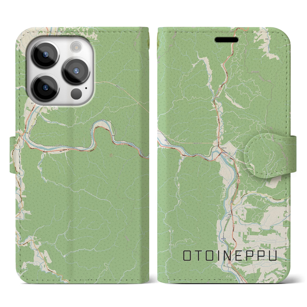 【音威子府（北海道）】地図柄iPhoneケース（手帳タイプ）