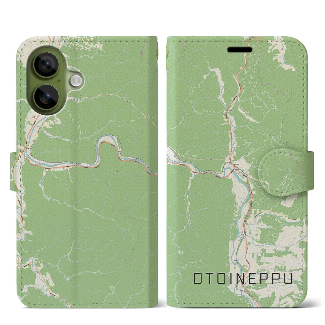 【音威子府(北海道)】地図柄iPhoneケース(手帳タイプ)モノトーン・iPhone 17 Pro Max 用