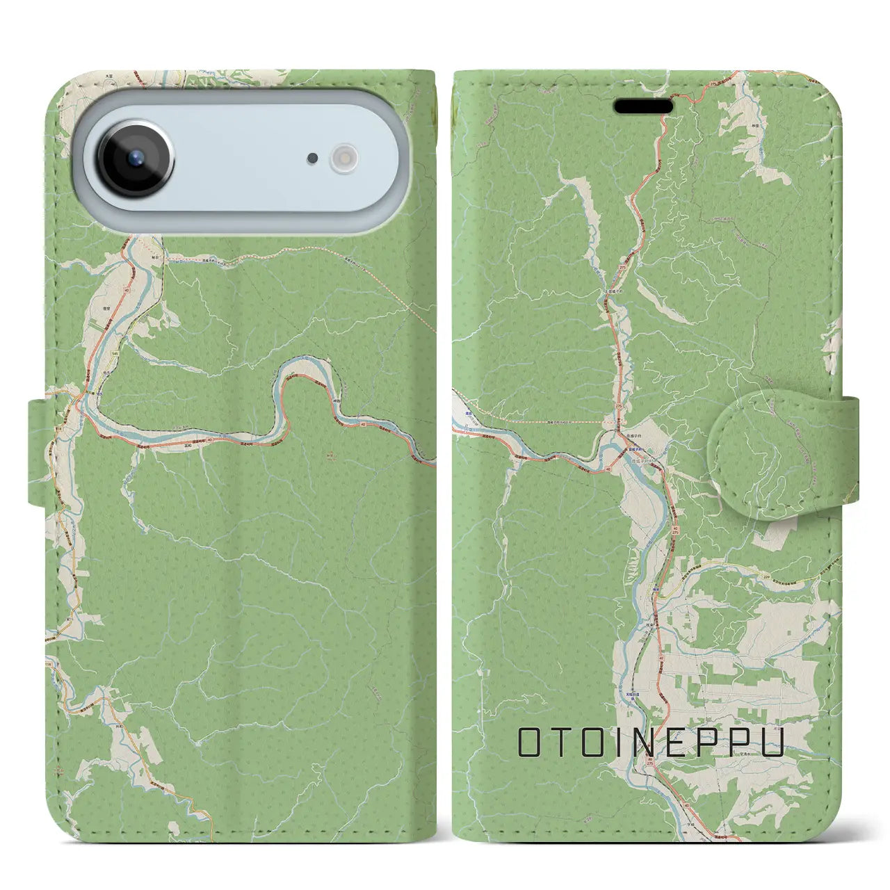 【音威子府（北海道）】地図柄iPhoneケース（手帳タイプ）