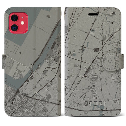 【鳳（大阪府）】地図柄iPhoneケース（手帳タイプ）モノトーン・iPhone 11 用