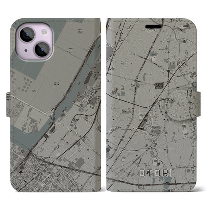 【鳳（大阪府）】地図柄iPhoneケース（手帳タイプ）モノトーン・iPhone 14 用