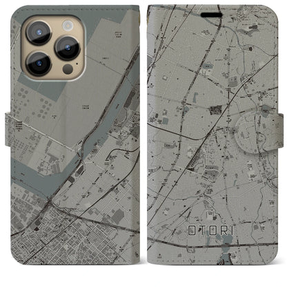 【鳳（大阪府）】地図柄iPhoneケース（手帳タイプ）モノトーン・iPhone 14 Pro Max 用