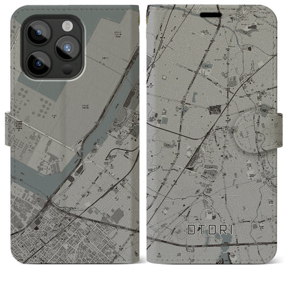 【鳳（大阪府）】地図柄iPhoneケース（手帳タイプ）モノトーン・iPhone 15 Pro Max 用