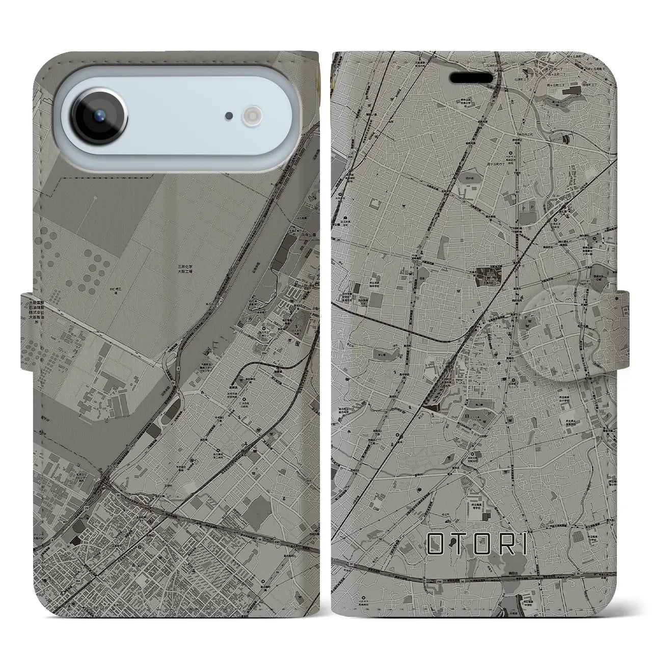 【鳳（大阪府）】地図柄iPhoneケース（手帳タイプ）