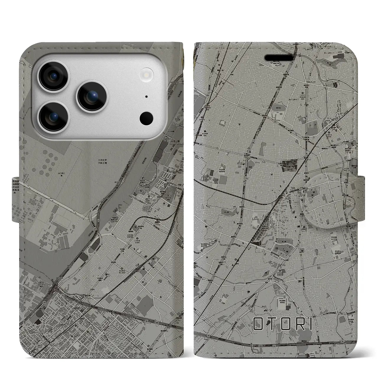 【鳳（大阪府）】地図柄iPhoneケース（手帳タイプ）