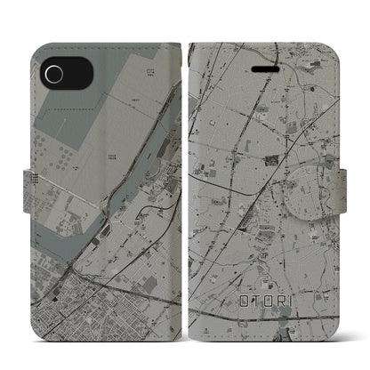 【鳳（大阪府）】地図柄iPhoneケース（手帳タイプ）モノトーン・iPhone SE（第3 / 第2世代） / 8 / 7 / 6s / 6 用