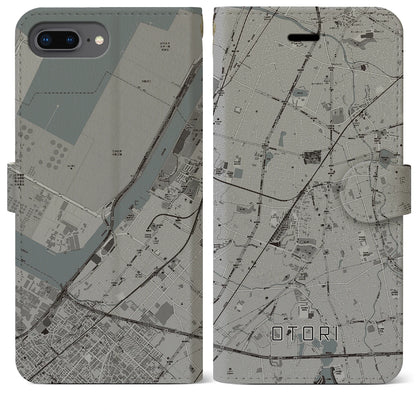 【鳳（大阪府）】地図柄iPhoneケース（手帳タイプ）モノトーン・iPhone 8Plus /7Plus / 6sPlus / 6Plus 用