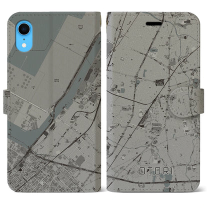 【鳳（大阪府）】地図柄iPhoneケース（手帳タイプ）モノトーン・iPhone XR 用