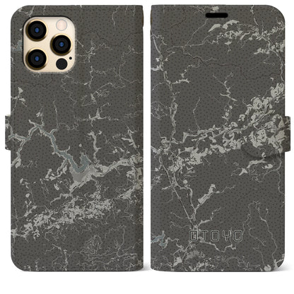 【大豊（高知県）】地図柄iPhoneケース（手帳タイプ）モノトーン・iPhone 12 Pro Max 用