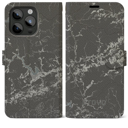 【大豊（高知県）】地図柄iPhoneケース（手帳タイプ）モノトーン・iPhone 15 Pro Max 用