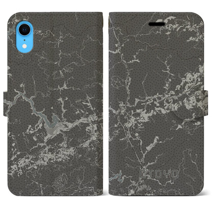 【大豊（高知県）】地図柄iPhoneケース（手帳タイプ）モノトーン・iPhone XR 用