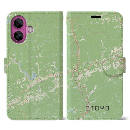 【大豊（高知県）】地図柄iPhoneケース（手帳タイプ）ナチュラル・iPhone 16 Pro 用