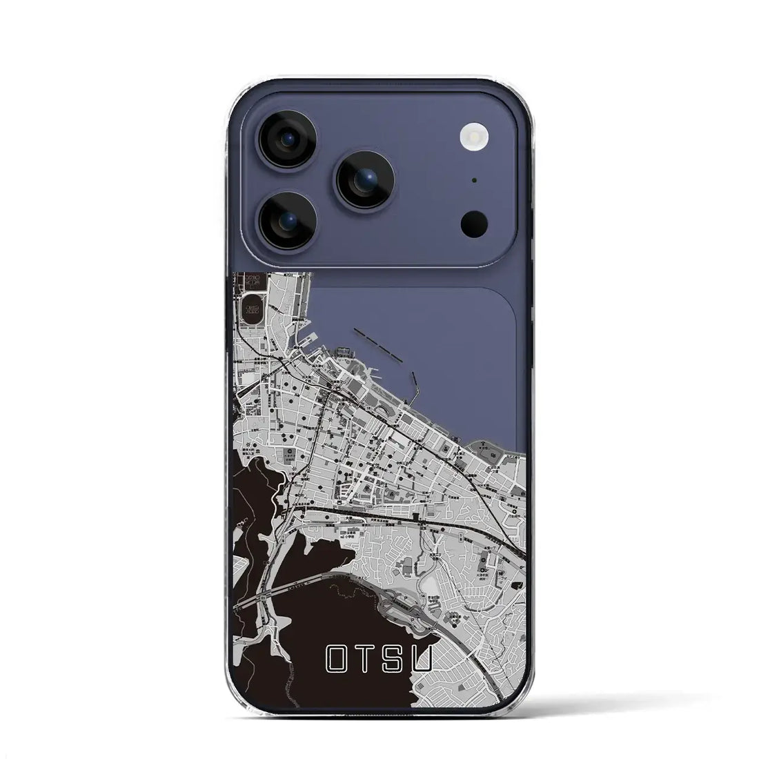 【大津（滋賀県）】地図柄iPhoneケース（クリアタイプ）モノトーン・iPhone 17 Pro Max 用