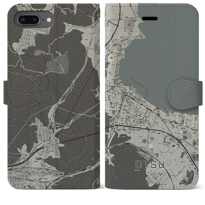 【大津（滋賀県）】地図柄iPhoneケース（手帳タイプ）モノトーン・iPhone 8Plus /7Plus / 6sPlus / 6Plus 用