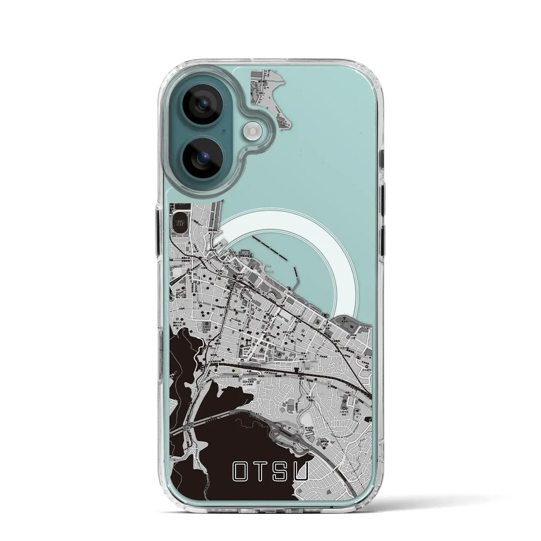 【大津（滋賀県）】地図柄iPhoneケース（MagSafeタイプ）モノトーン・iPhone 16 Pro 用