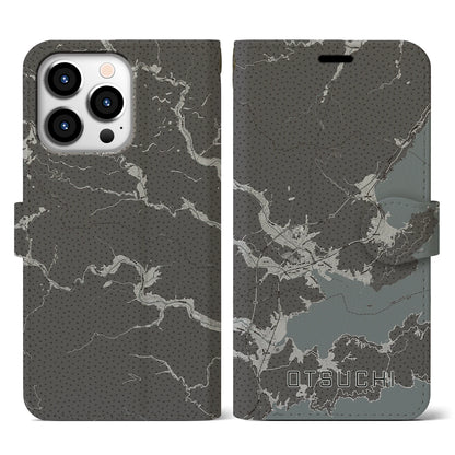 【大槌（岩手県）】地図柄iPhoneケース（手帳タイプ）モノトーン・iPhone 13 Pro 用