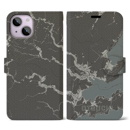 【大槌（岩手県）】地図柄iPhoneケース（手帳タイプ）モノトーン・iPhone 14 用