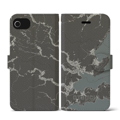 【大槌（岩手県）】地図柄iPhoneケース（手帳タイプ）モノトーン・iPhone SE（第3 / 第2世代） / 8 / 7 / 6s / 6 用