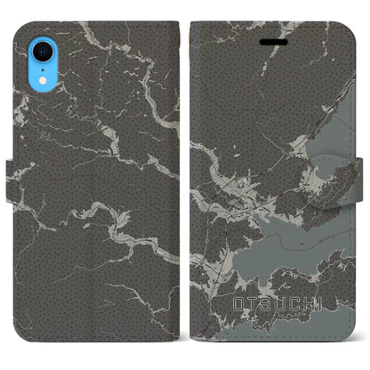 【大槌（岩手県）】地図柄iPhoneケース（手帳タイプ）モノトーン・iPhone XR 用