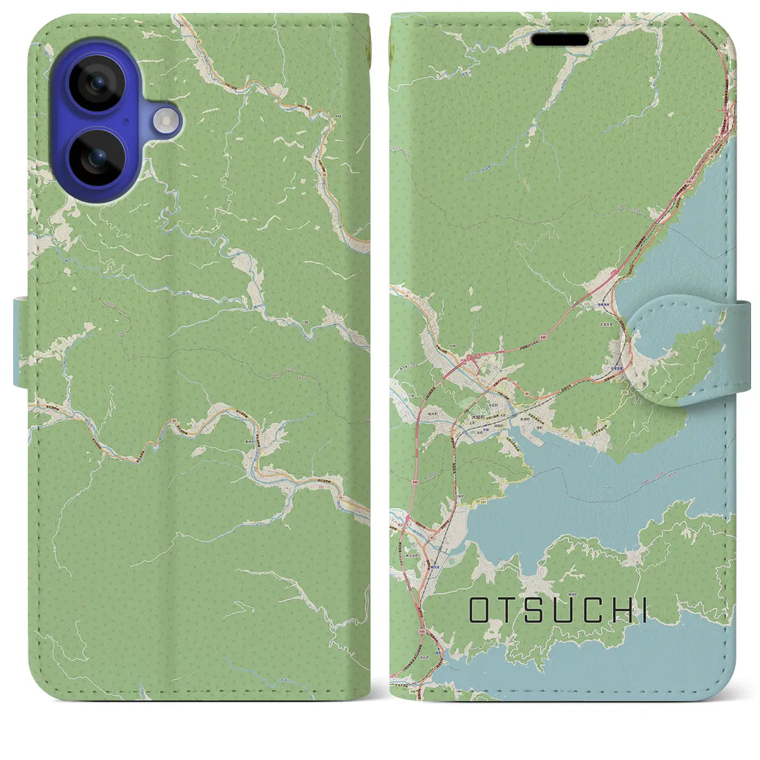 【大槌(岩手県)】地図柄iPhoneケース(手帳タイプ)ナチュラル・iPhone 16 Pro Max 用