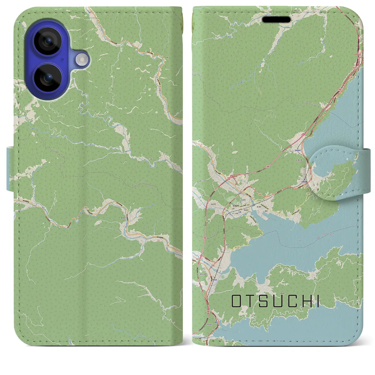 【大槌（岩手県）】地図柄iPhoneケース（手帳タイプ）ナチュラル・iPhone 16 Pro Max 用