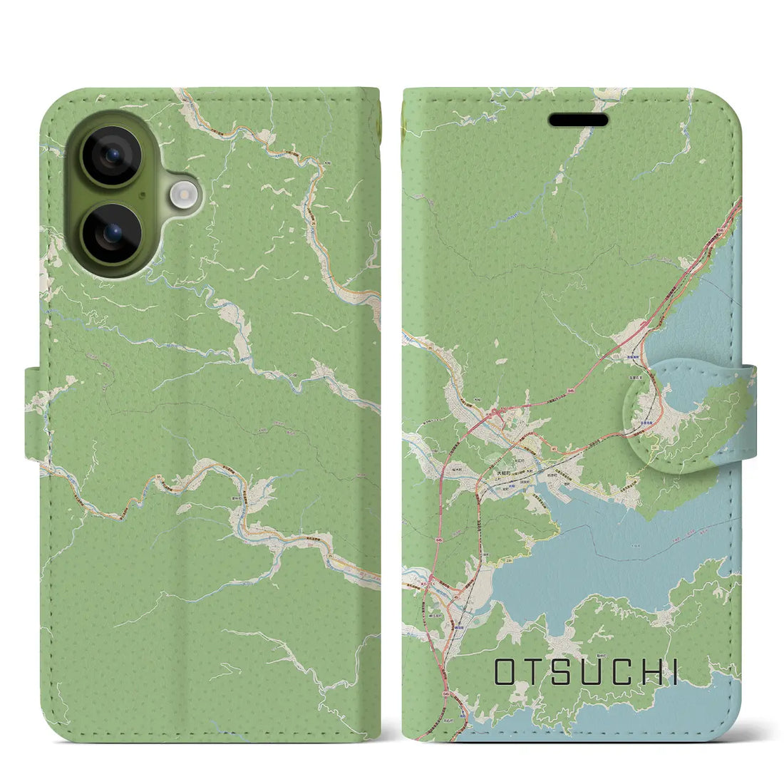 【大槌（岩手県）】地図柄iPhoneケース（手帳タイプ）ナチュラル・iPhone 17 Pro Max 用