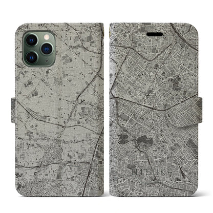 【大塚（東京都）】地図柄iPhoneケース（手帳タイプ）モノトーン・iPhone 11 Pro 用