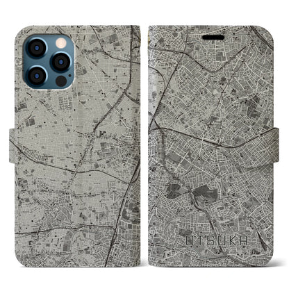 【大塚（東京都）】地図柄iPhoneケース（手帳タイプ）モノトーン・iPhone 12 / 12 Pro 用
