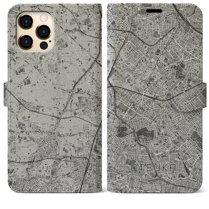 【大塚（東京都）】地図柄iPhoneケース（手帳タイプ）モノトーン・iPhone 12 Pro Max 用