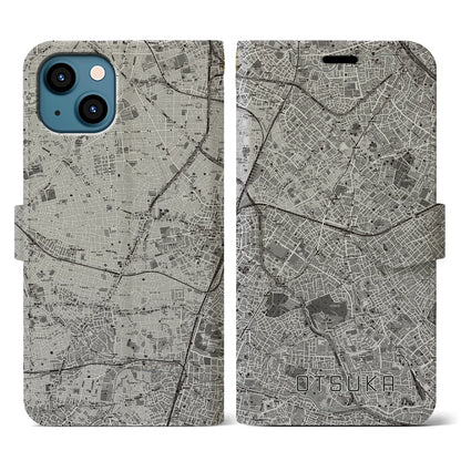 【大塚（東京都）】地図柄iPhoneケース（手帳タイプ）モノトーン・iPhone 13 用