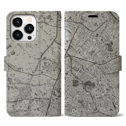【大塚（東京都）】地図柄iPhoneケース（手帳タイプ）モノトーン・iPhone 13 Pro 用