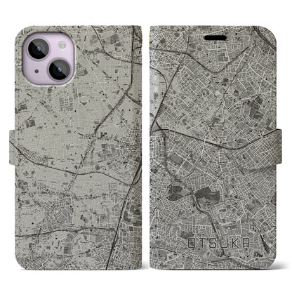 【大塚（東京都）】地図柄iPhoneケース（手帳タイプ）モノトーン・iPhone 14 用