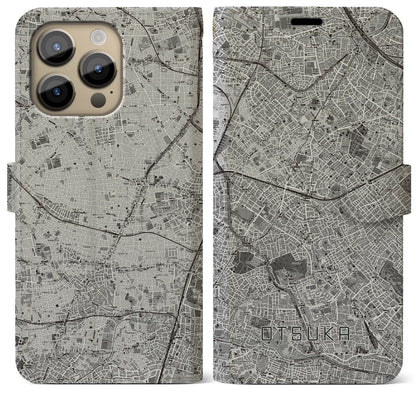 【大塚（東京都）】地図柄iPhoneケース（手帳タイプ）モノトーン・iPhone 14 Pro Max 用