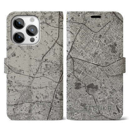 【大塚（東京都）】地図柄iPhoneケース（手帳タイプ）モノトーン・iPhone 14 Pro 用