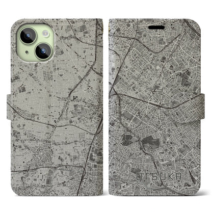 【大塚（東京都）】地図柄iPhoneケース（手帳タイプ）モノトーン・iPhone 15 用